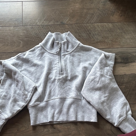 Offline Tops - Gray Half-Zip Women's Sweatshirt